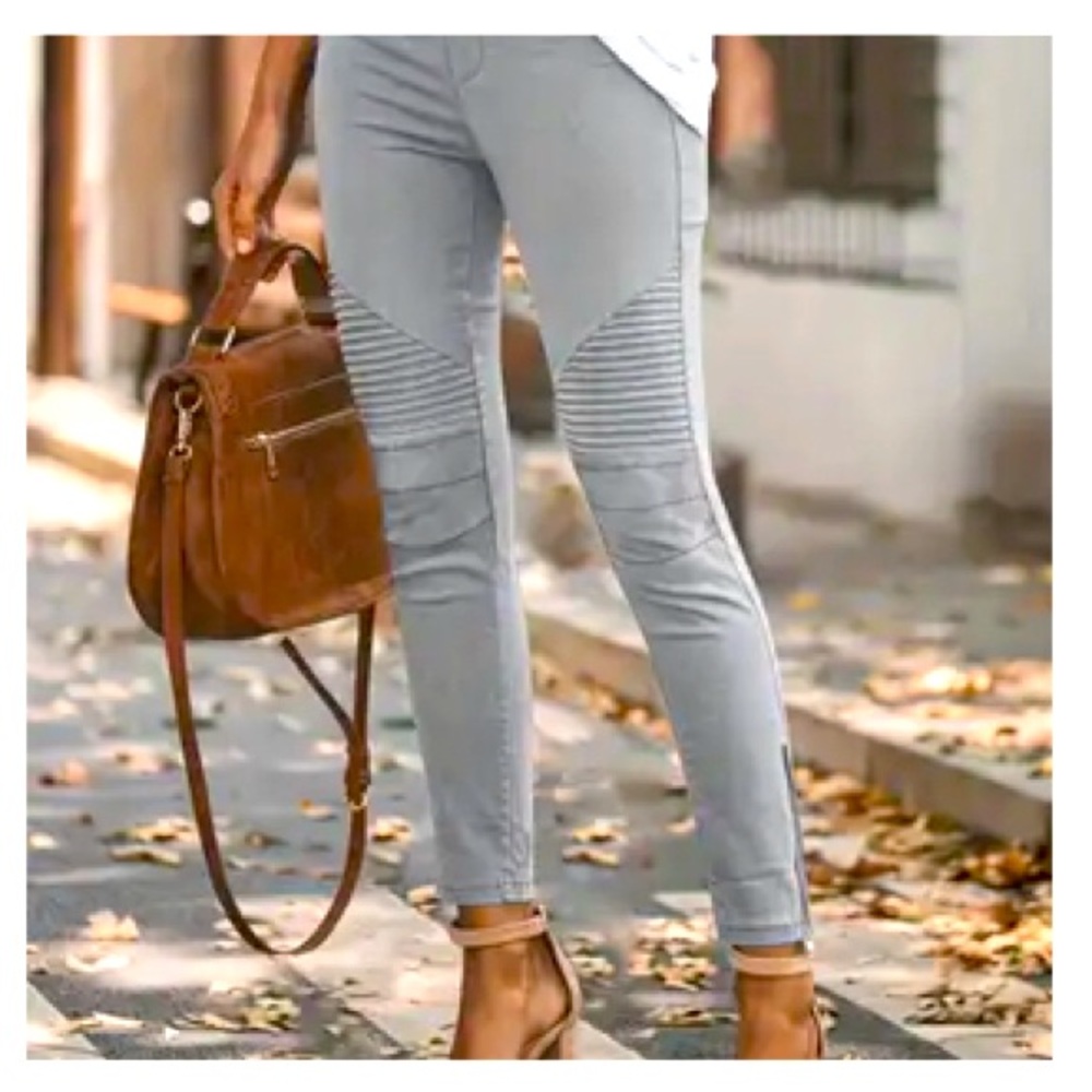 Solid Grey ruched casual pants
